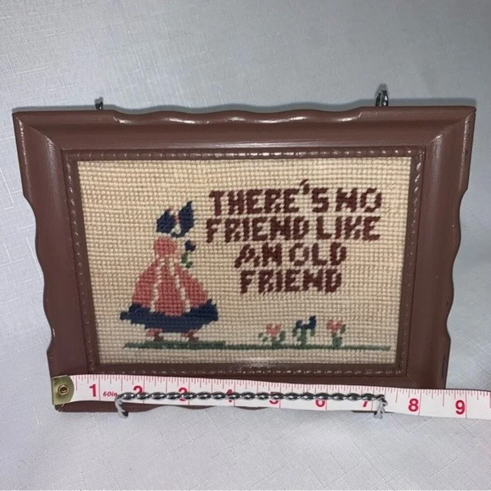 Vintage Handmade Home Decor Grannycore Stitched Friendship Sign 1941 Crafty Art